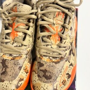 Puma Kids Camouflage Sneakers with Orange Highlights